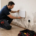 Preparação da posição de um aparelho mural