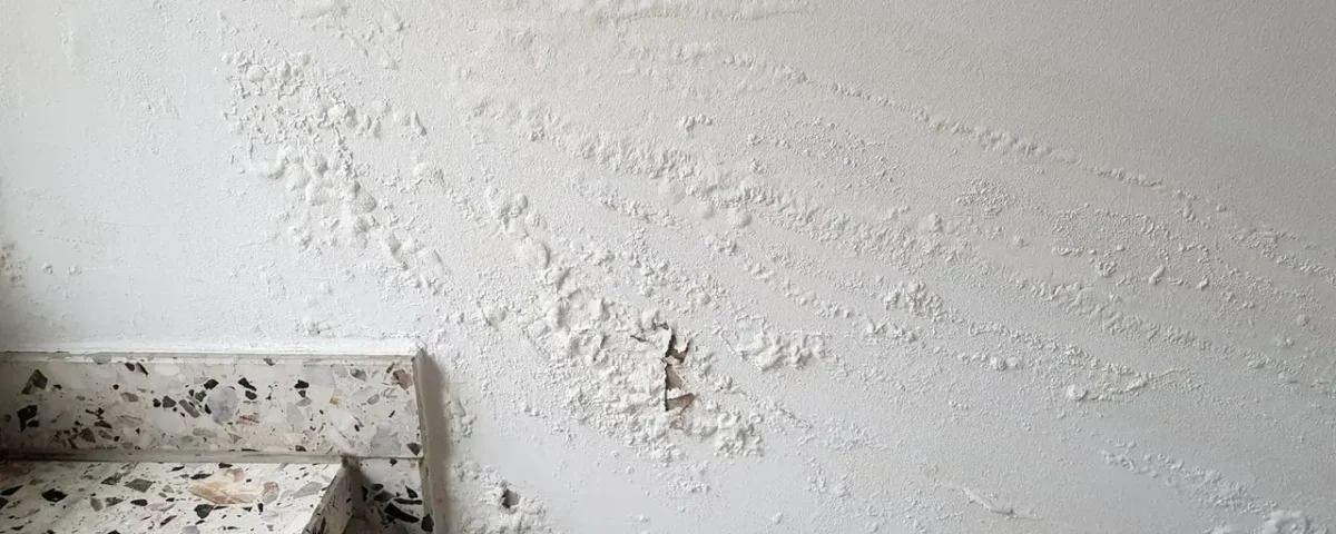 Finisaj deteriorat lângă o scară