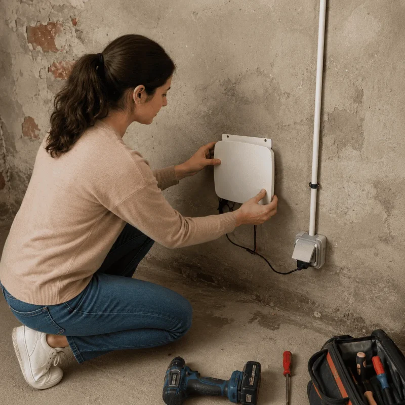 Pose d’un appareil mural pour l’assèchement des murs