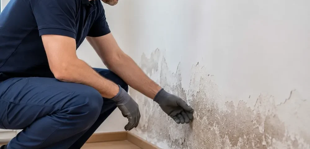 Preparation of a finish at the base of a wall