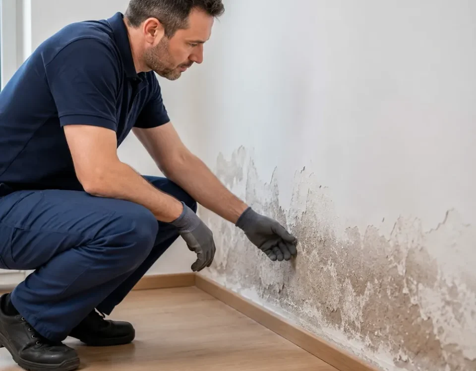Preparazione del rivestimento alla base di un muro