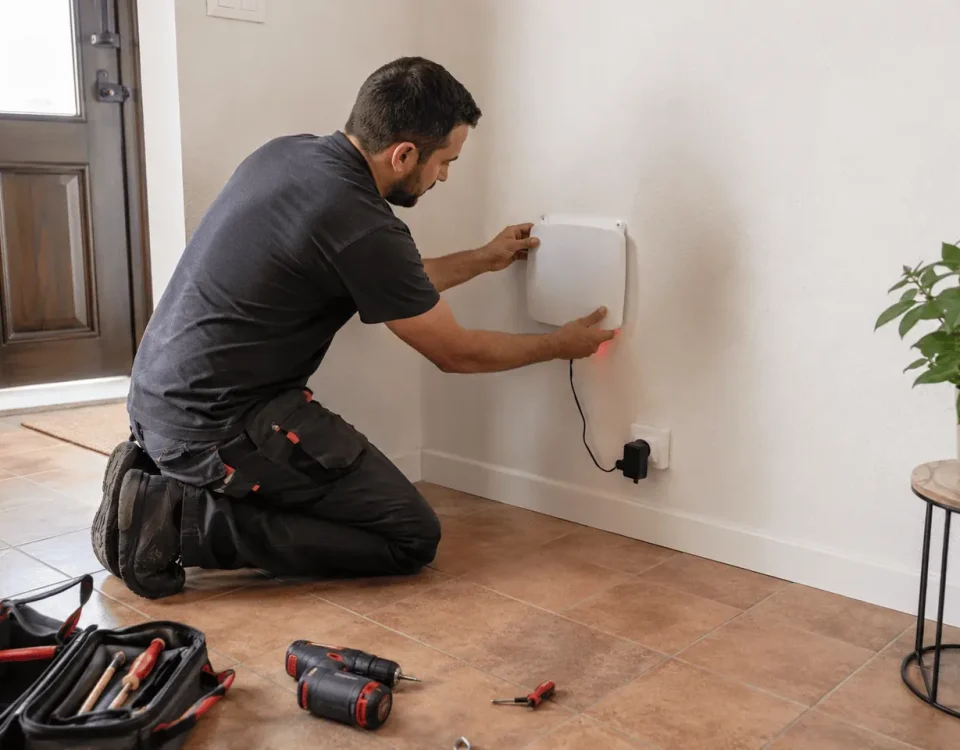 Positioning a device on an internal wall